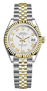 Rolex Lady Datejust 28mm White Roman Dial Two-Tone Jubilee - 279173 - New 2025