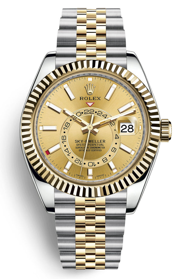 Rolex Sky-Dweller 42mm Two-Tone Yellow Gold Champagne Dial Jubilee - 336933 - Brand New 2024