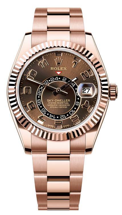 Rolex Sky-Dweller 18k Rose Gold 42mm Chocolate Arabic Dial - 326935