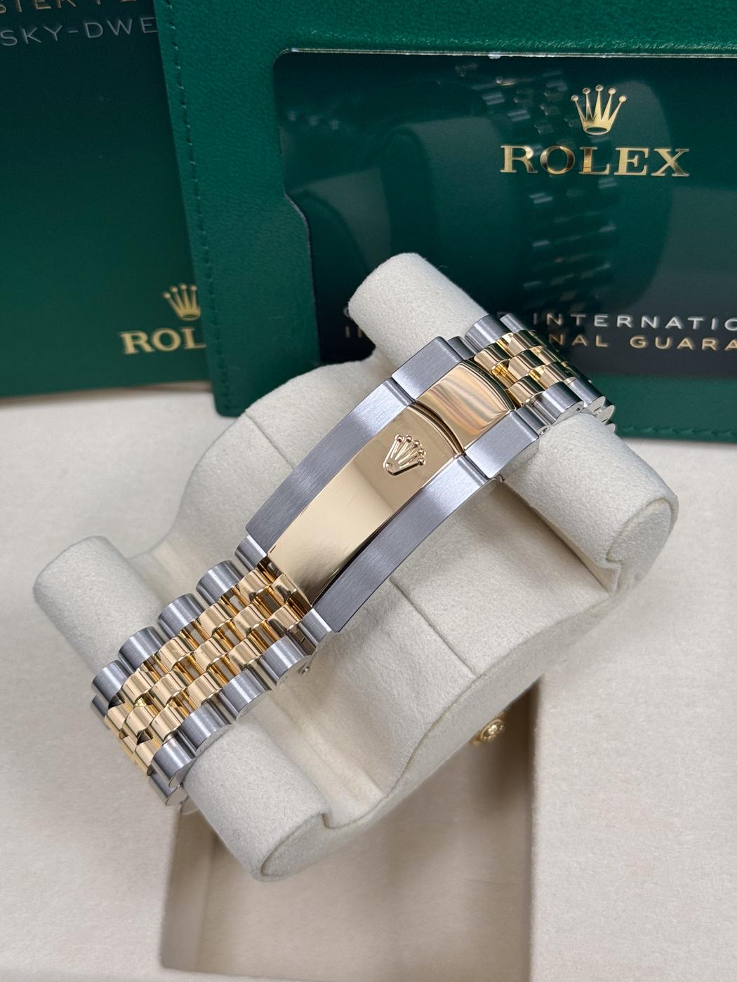 Rolex Sky-Dweller 42mm Two-Tone Yellow Gold Champagne Dial Jubilee Bracelet