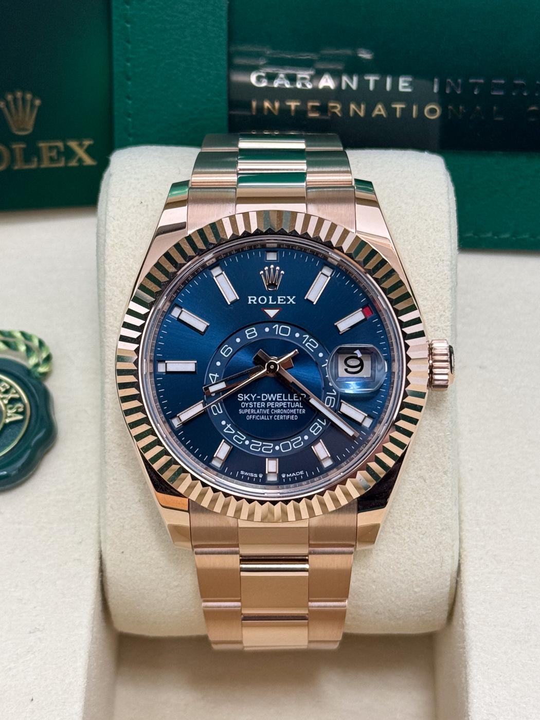 Rolex Sky-Dweller 42mm Rose Gold Blue Dial Oyster Bracelet 336935