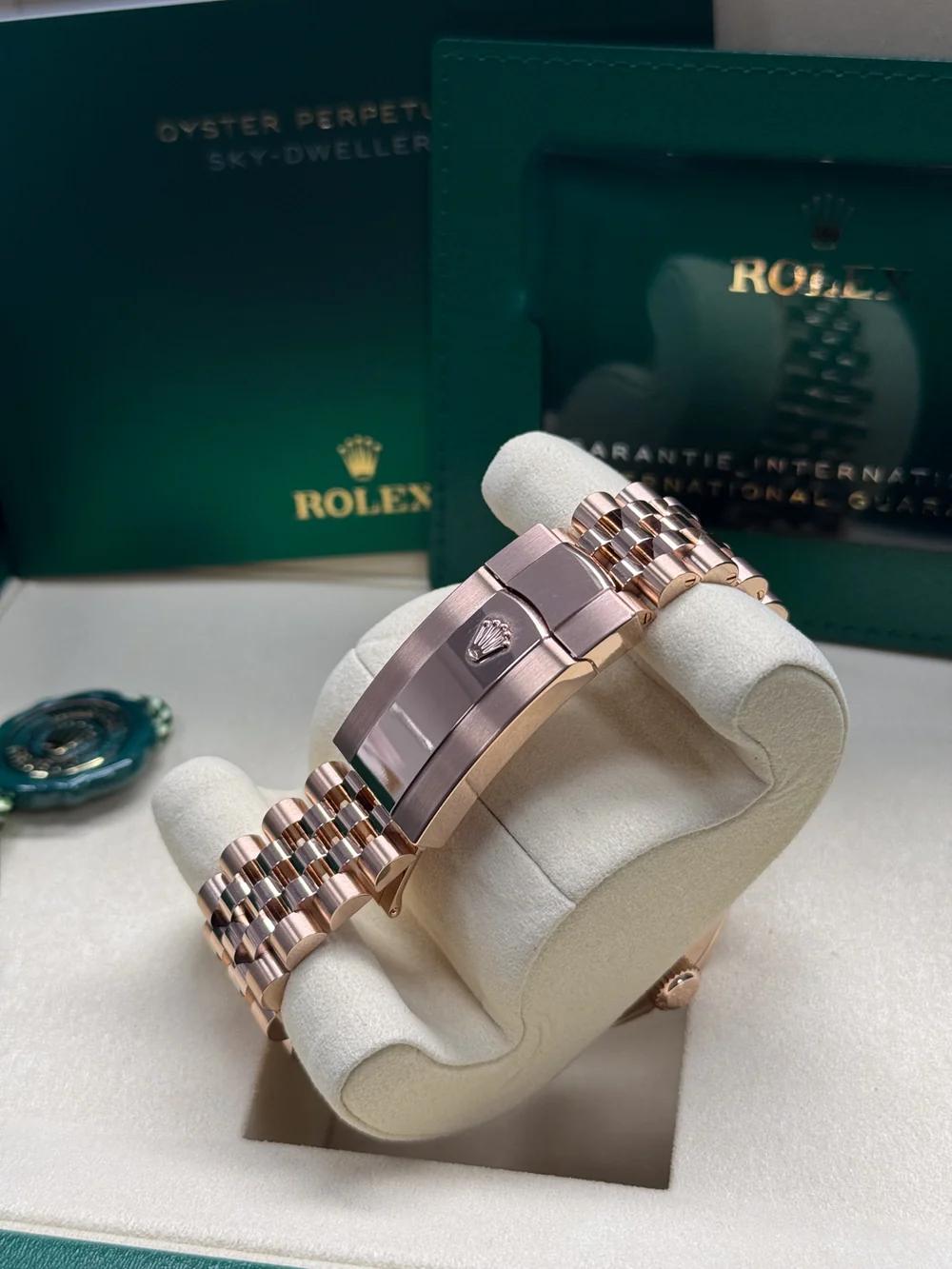 Rolex Sky-Dweller 42mm Rose Gold Chocolate Dial Jubilee Bracelet 336935