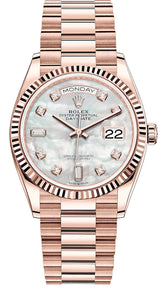 Rolex Day-Date "President" 36mm Everose Mother of Pearl Diamond Dial - 128235 - New 2025