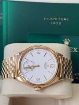 Rolex 1908 Yellow Gold White Dial Settimo Bracelet - 52508 - New 2025