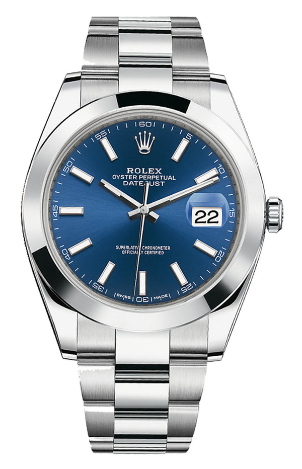 Rolex Datejust 41mm Smooth Bezel Blue Index Dial Oyster - 126300 - Brand New 2024