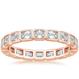 Emerald Cut Lab Grown Diamond Full Eternity Band - Bezel Set