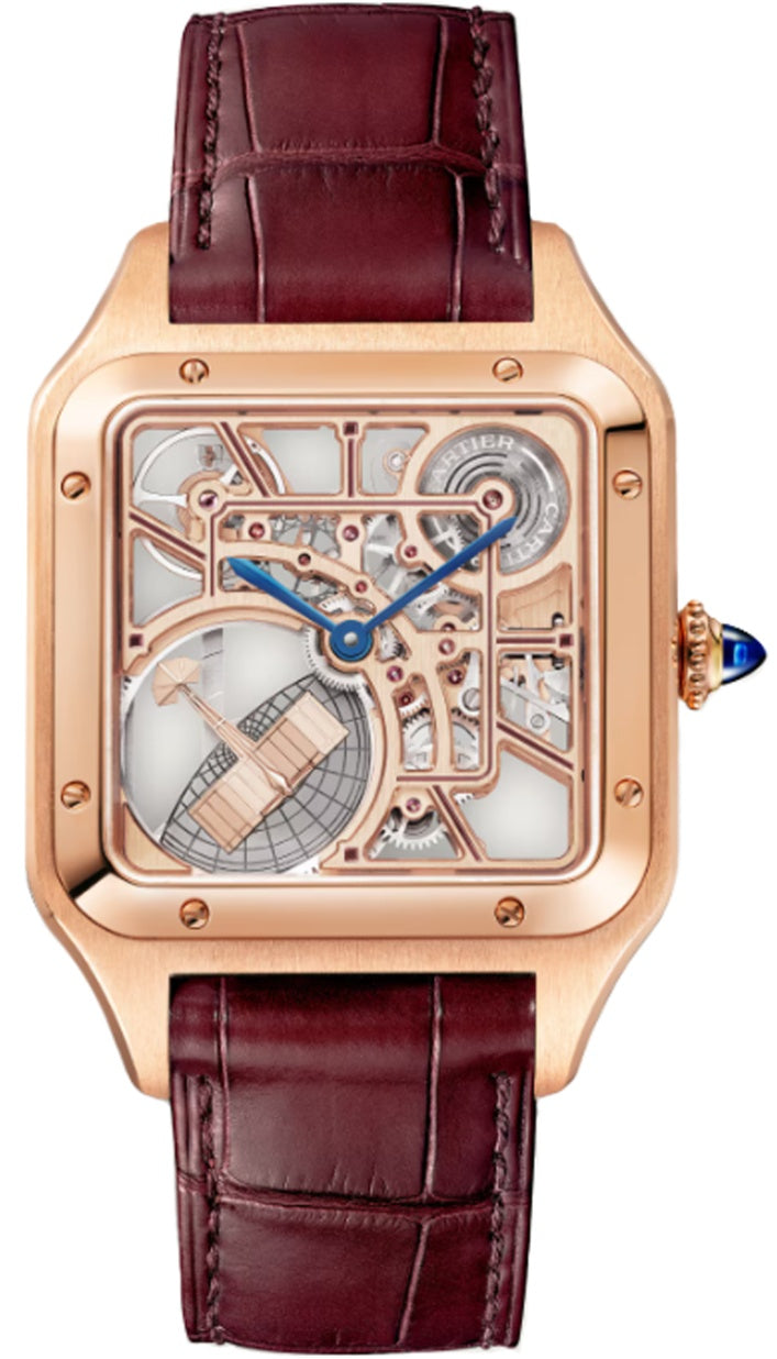Cartier Santos-Dumont Large 18K Rose Gold Skeleton Dial With Micro-Rotor