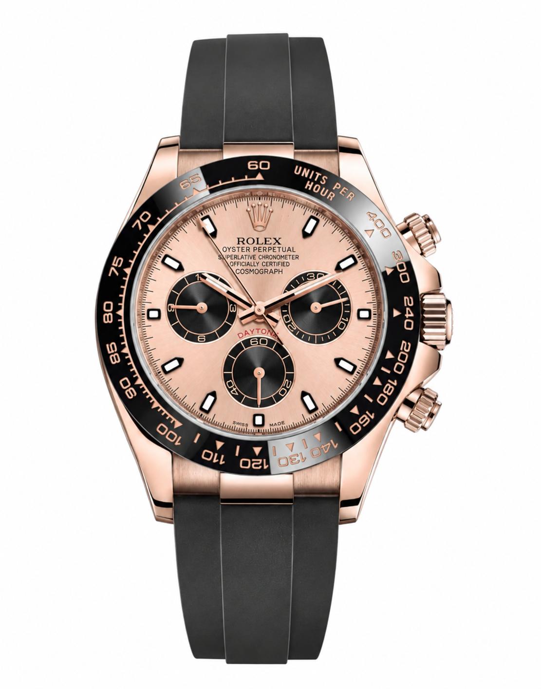Rolex Daytona Rose Gold Pink Dial Oysterflex Rubber Bracelet 116515LN