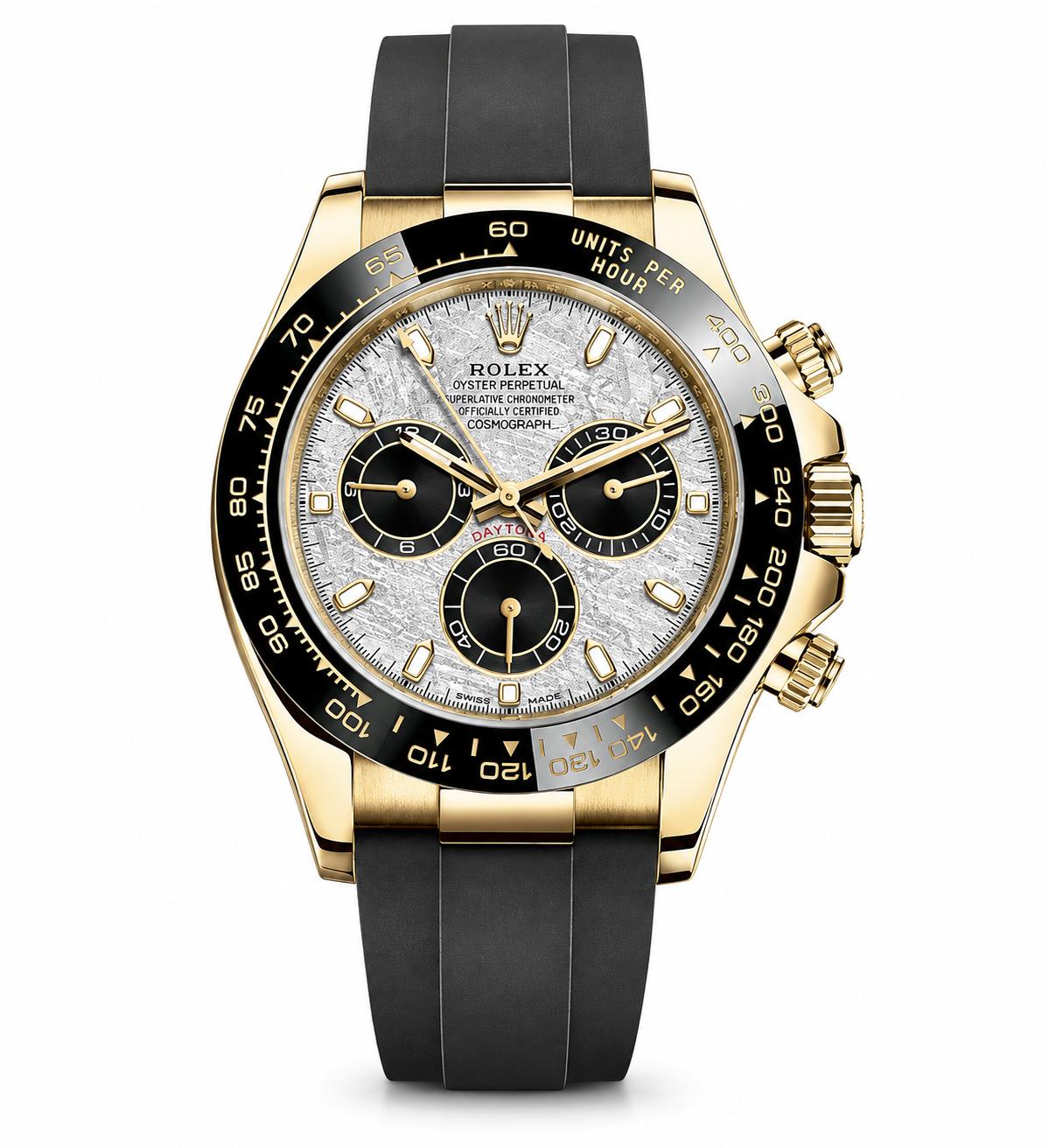 Rolex Daytona Yellow Gold Meteorite Dial Oysterflex Rubber Bracelet 116518LN