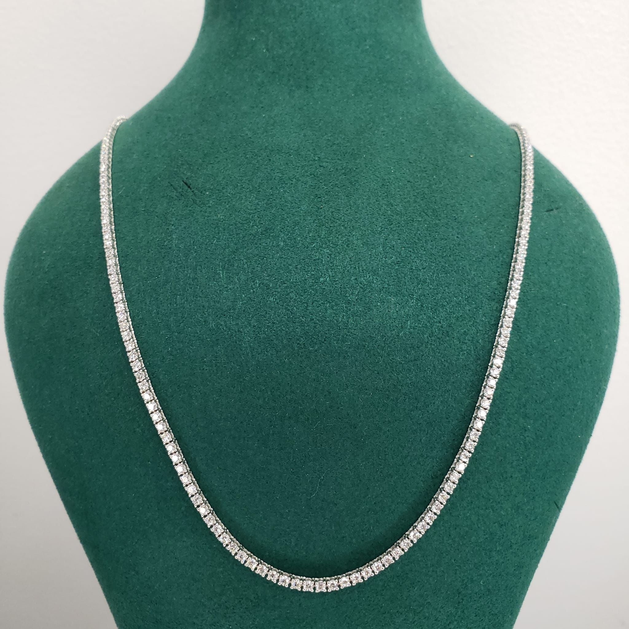 Classic Diamond Tennis Necklace - Round Natural Diamonds