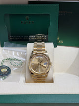 Rolex Day-Date "President" 40mm Yellow Gold Champagne Diamond Baguette Dial - 228238 - New 2025