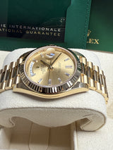 Rolex Day-Date "President" 40mm Yellow Gold Champagne Diamond Baguette Dial - 228238 - New 2025