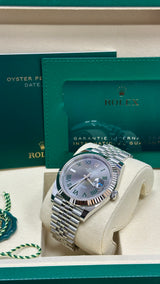 Rolex Datejust 41mm Fluted Bezel Slate and Green Roman "Wimbledon" Dial Jubilee - 126334 - New 2025