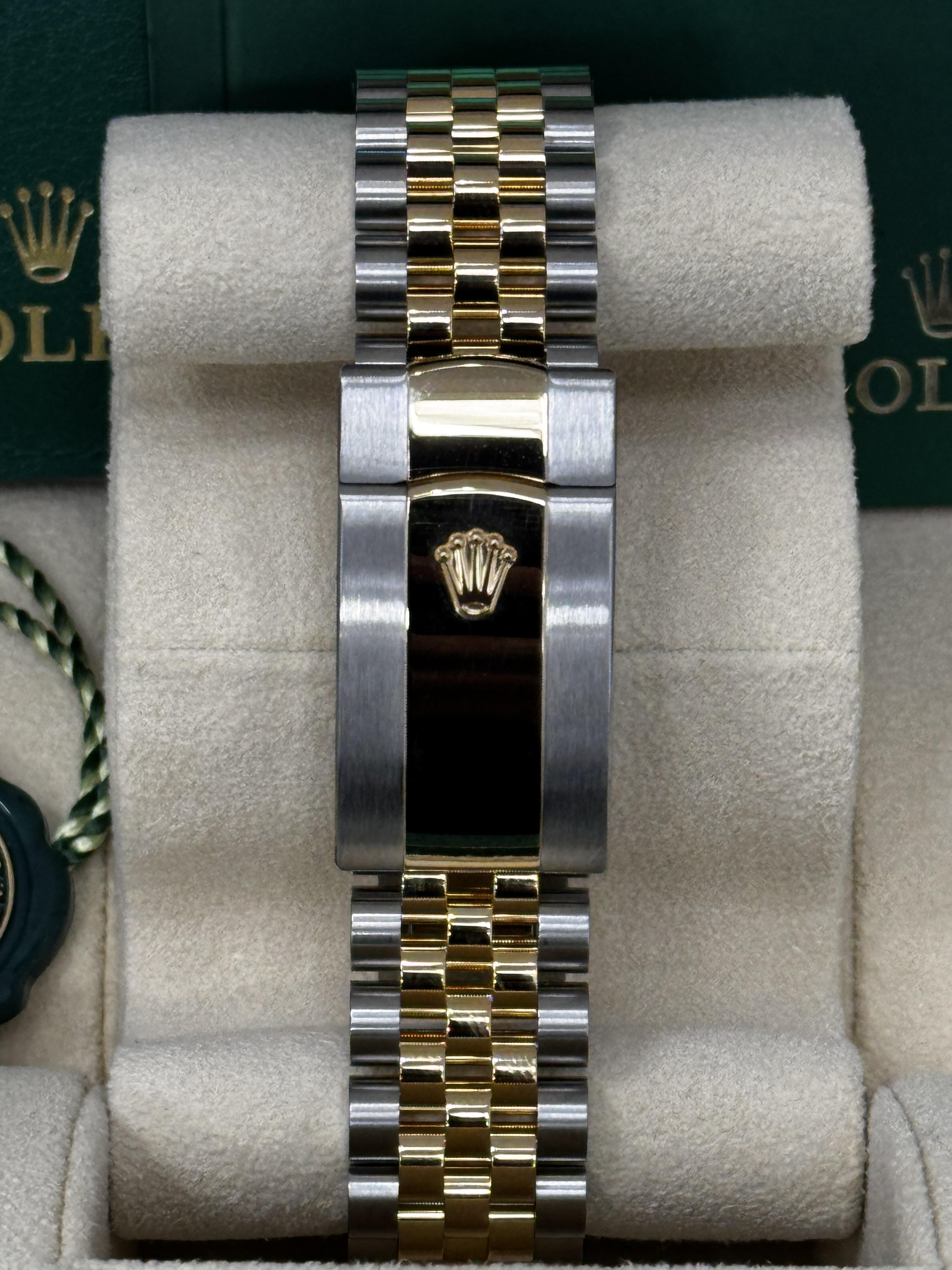 Rolex Datejust 36mm Two-Tone Yellow Gold White Roman Dial Fluted Bezel Jubilee