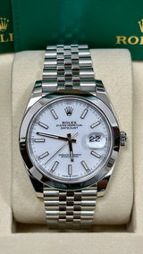 Rolex Datejust 41mm Fluted Bezel White Index Dial Jubilee - 126334 - New 2025