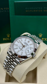 Rolex Datejust 41mm Fluted Bezel White Index Dial Jubilee - 126334 - New 2025