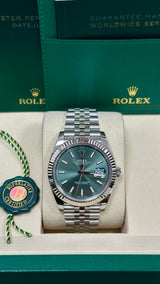 Rolex Datejust 41mm Fluted Bezel Mint Green Index Dial Jubilee - 126334 - New 2025