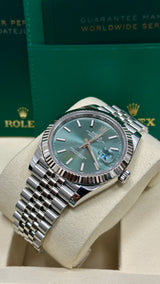 Rolex Datejust 41mm Fluted Bezel Mint Green Index Dial Jubilee - 126334 - New 2025