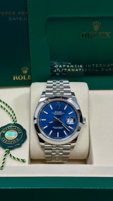 Rolex 41mm Smooth Bezel Blue Index Dial Jubilee - 126300 - New 2025