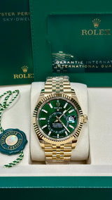 Rolex Sky-Dweller 42mm Yellow Gold Bright Green Dial Jubilee - 336938 - New 2025