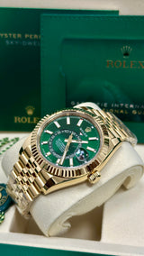 Rolex Sky-Dweller 42mm Yellow Gold Bright Green Dial Jubilee - 336938 - New 2025