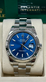 Rolex Datejust 41mm Fluted Bezel Blue Index Dial Oyster - 126334 - New 2025