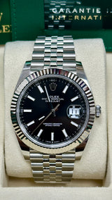 Rolex Datejust 41mm Fluted Bezel Black Index Dial Jubilee - 126334 - New 2025