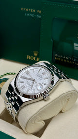Rolex Land-Dweller 40mm Fluted Bezel White Honeycomb-Motif Dial Flat Jubilee - 127334 - New 2025