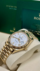 Rolex Day-Date "President" 40mm Yellow Gold White Roman Dial - 228238 - New 2025