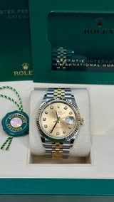 Rolex Datejust 36mm Two-Tone Yellow Gold Fluted Bezel Champagne Diamond Dial Jubilee - 126233 - New 2025