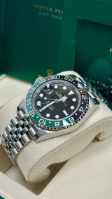 Rolex GMT-Master II 40mm Left-Handed Black Dial Green/Black Bezel Jubilee "Lefty Sprite" - 126720VTNR - New 2025