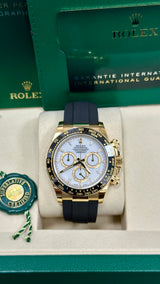 Rolex Cosmograph Daytona Yellow Gold Ceramic Bezel White Dial Oysterflex - 126518LN - New 2025