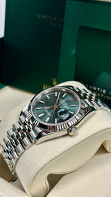 Rolex Datejust 36mm Fluted Bezel Green Index Dial Jubilee - 126234 - New 2025