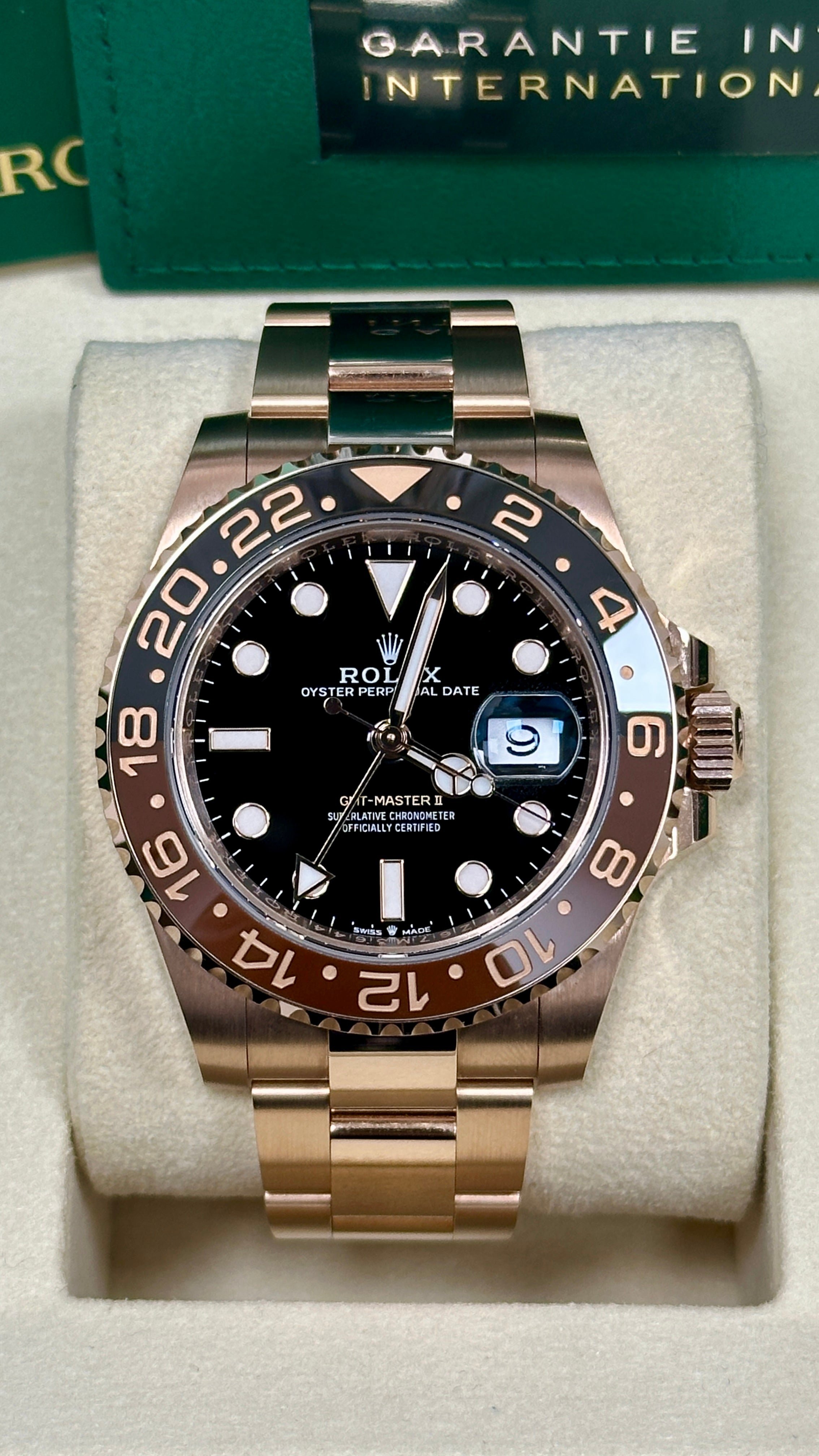 Rolex GMT-Master II "Root Beer" 40mm Everose Gold Black Dial Brown and Black Bezel Oyster Bracelet 126715CHNR – New 2025 / 2026