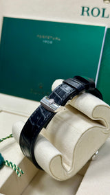 Rolex 1908 Platinum Ice Blue Dial Black Alligator Strap – 52506 – New 2025