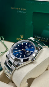 Rolex Datejust 41mm Smooth Bezel Blue Index Dial Oyster - 126300 - New 2025
