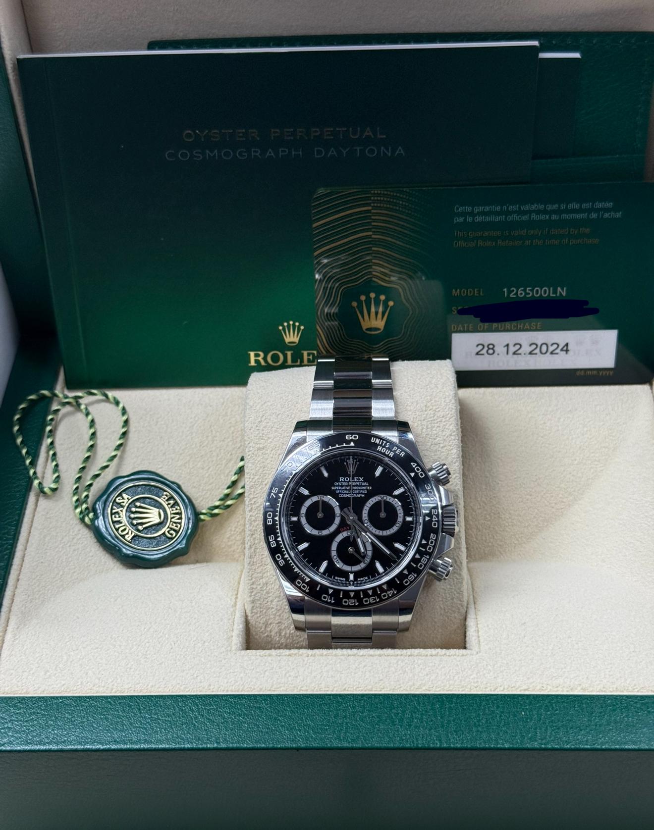 Rolex 126500ln Daytona Black 2024 40mm Box, Card & Papers