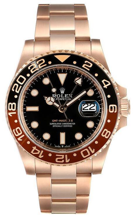 Rolex GMT-Master II "Root Beer" 18k Rose Gold Black Dial - 126715CHNR