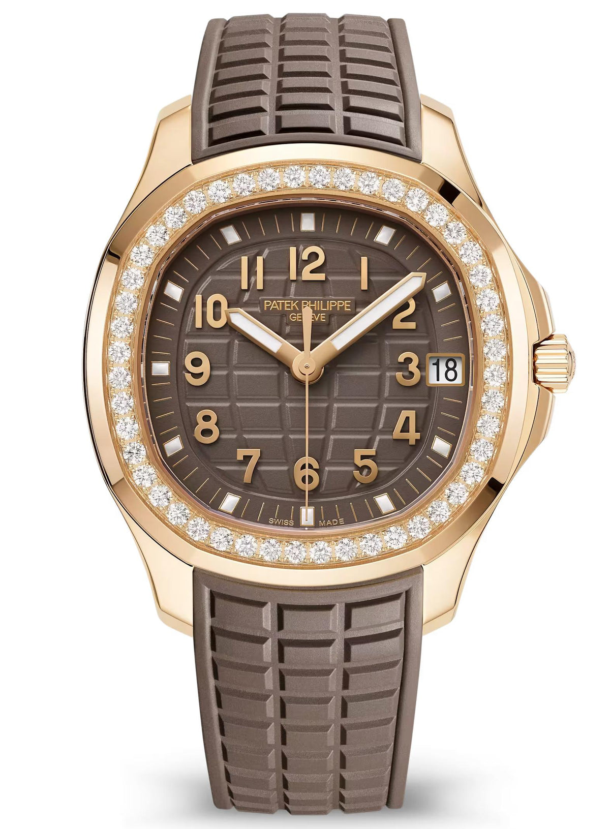 Patek Philippe Aquanaut Luce 38.8mm Rose Gold Diamond Bezel Taupe Dial