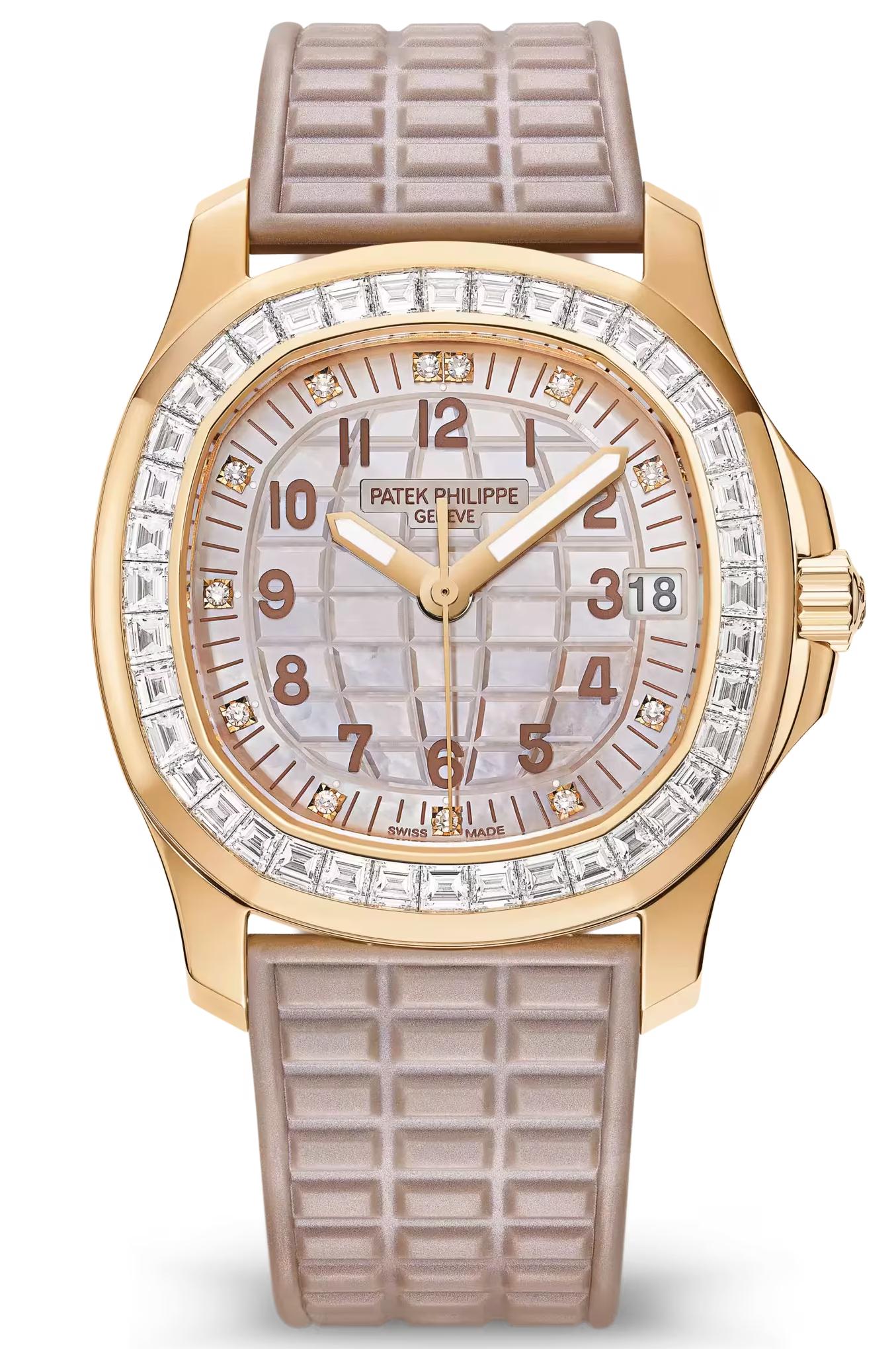 Patek Philippe Aquanaut Luce Joaillerie 35mm Rose Gold Diamond Bezel Beige Dial