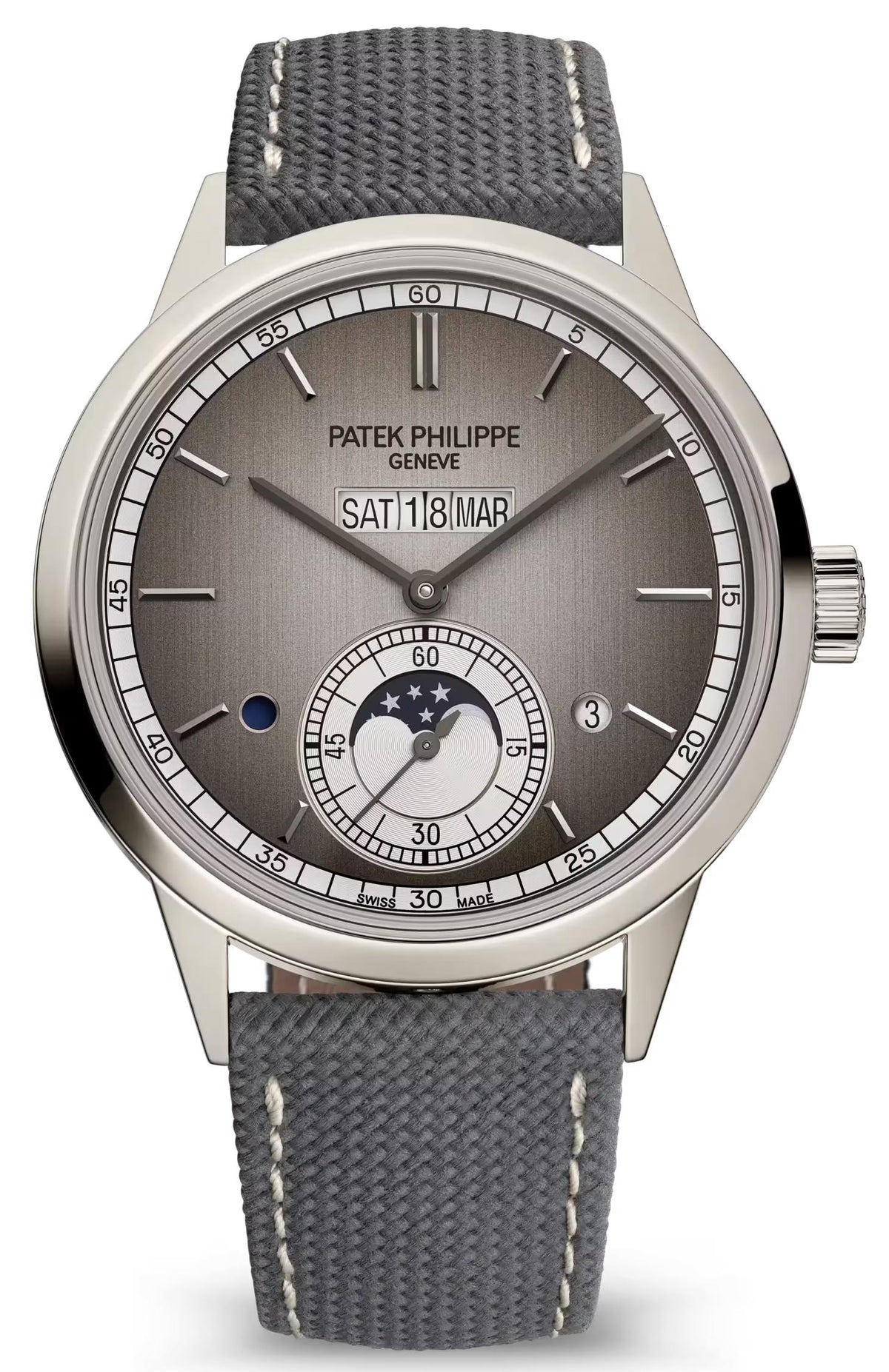 Patek Philippe In-Line Perpetual Calendar 41.3mm Platinum Silvery Dial