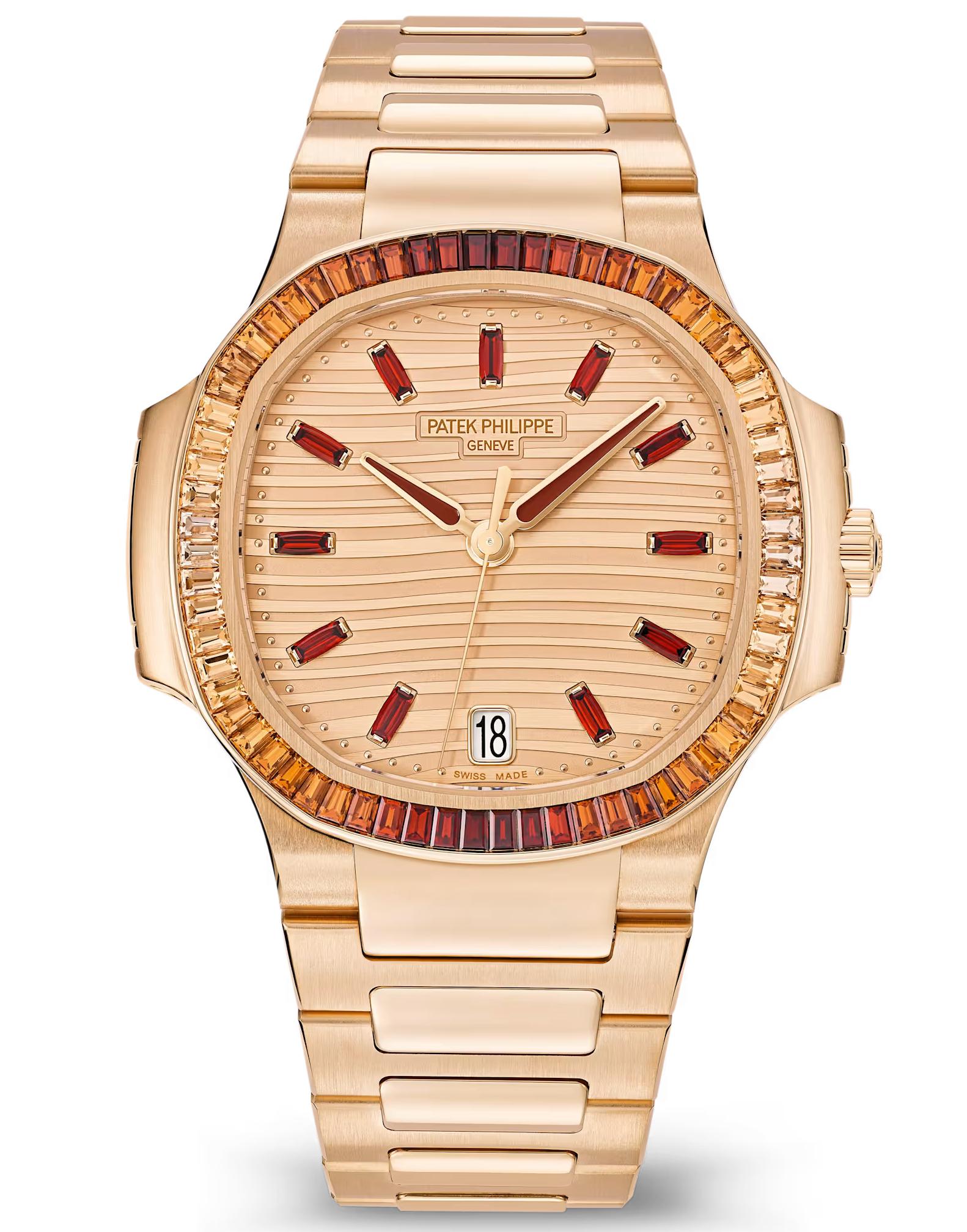 Patek Philippe Nautilus Joaillerie 35.2mm Rose Gold Spessartite Gemset Dial – 71