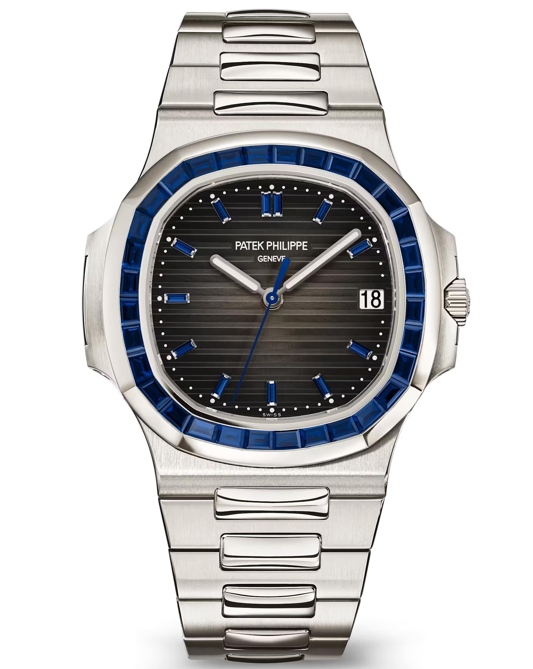 Patek Philippe Nautilus Joaillerie 40mm Platinum Charcoal Dial Sapphire Bezel