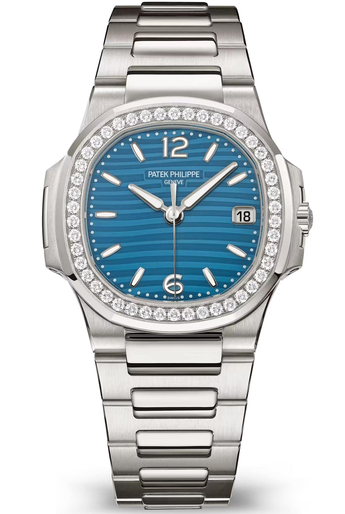 Patek Philippe Nautilus Ladies 32mm White Gold Azure Blue Dial – 7010/1G-013
