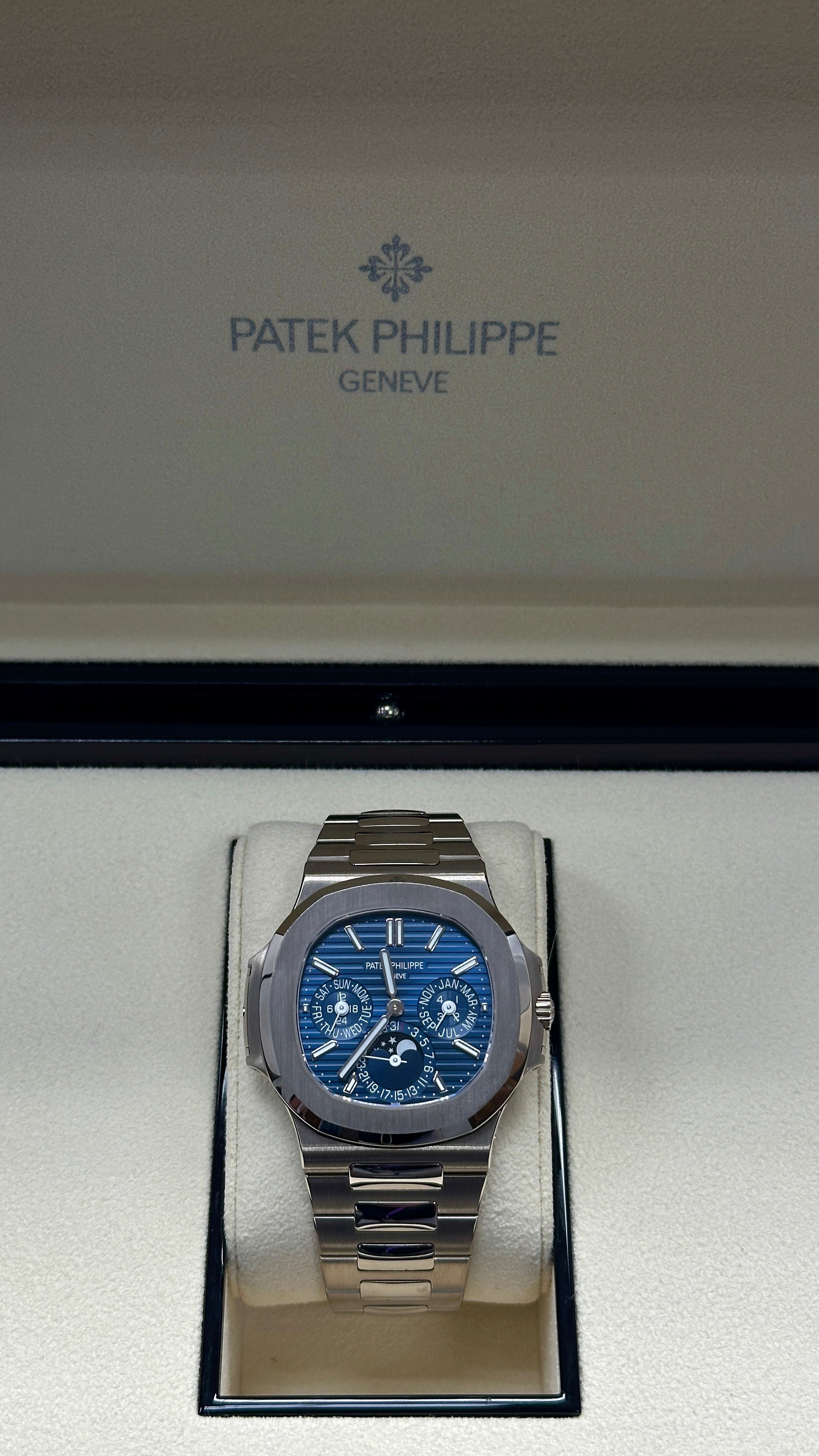 Patek Philippe Nautilus Perpetual Calendar 40mm White Gold Blue Dial 5740/1G-01