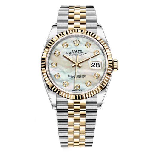 Rolex Datejust 36mm Two-Tone Yellow Gold Mother of Pearl Diamond Dial Jubilee - 126233 - Brand New 2024