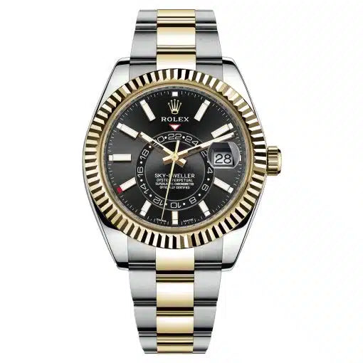 Rolex Sky-Dweller 42mm Two-Tone Yellow Gold Black Dial Oyster - 336933 - Brand New 2024