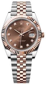 Rolex Datejust 41m Two-Tone Everose Gold Fluted Bezel Chocolate Diamond Dial Jubilee - 126331 - New 2025