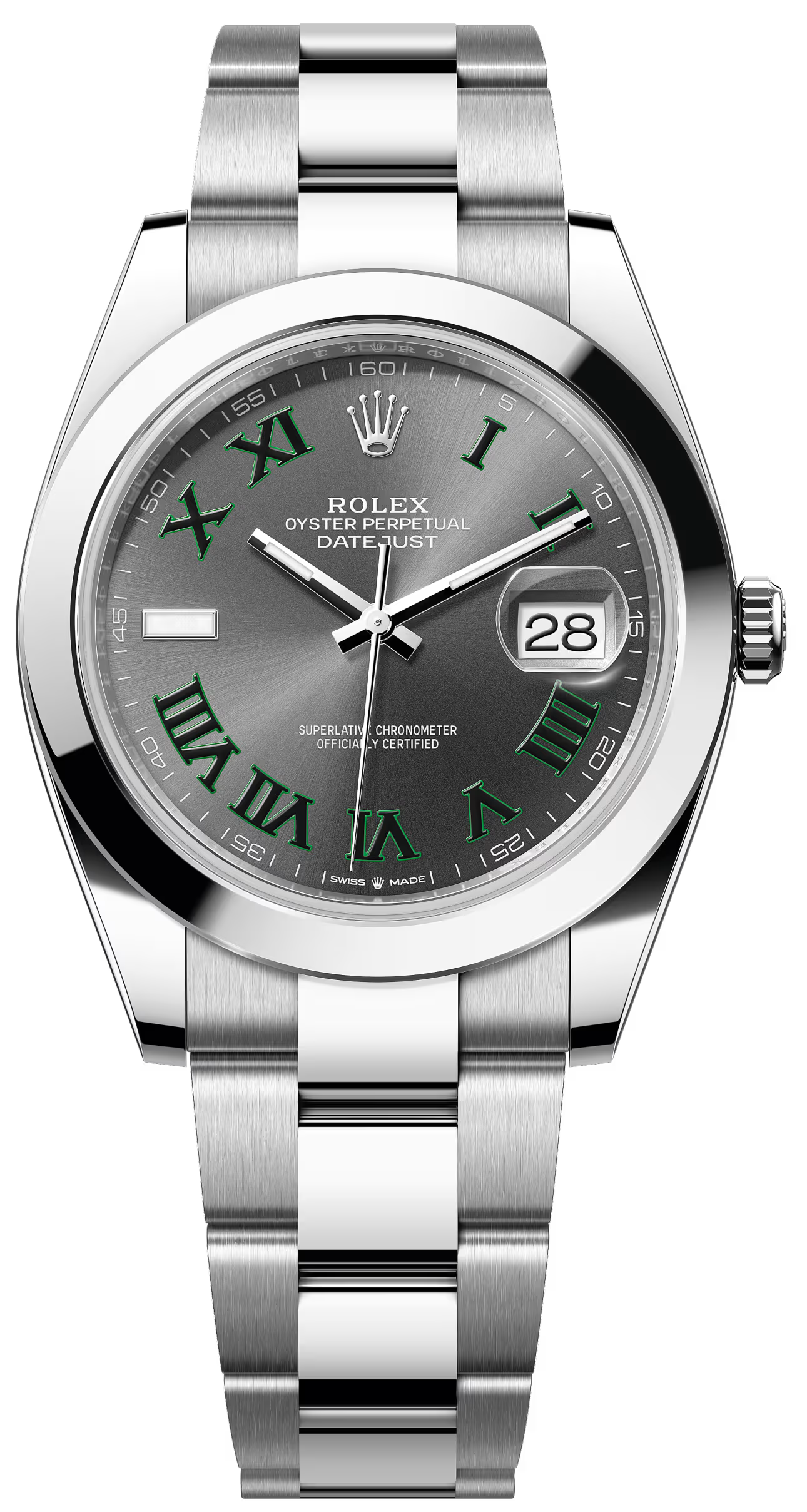 Rolex Datejust 41mm "Wimbledon" Dial Smooth Bezel Oyster Bracelet 126300 – New 2025