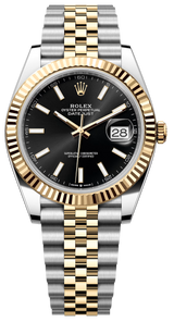 Rolex Datejust 41mm Two-Tone Yellow Gold Fluted Bezel Black Index Dial Jubilee - 126333 - New 2025